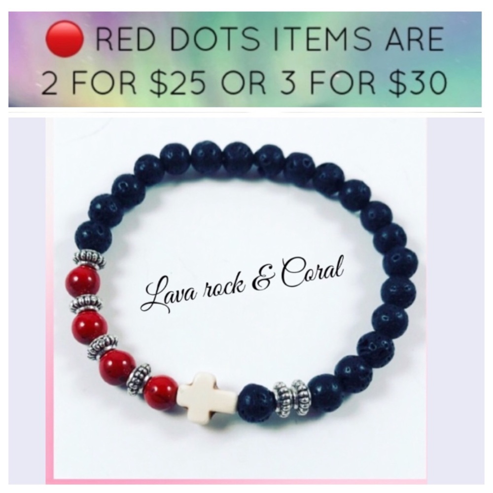 🔴SALE ! Lava rock oil diffuser coral white cross